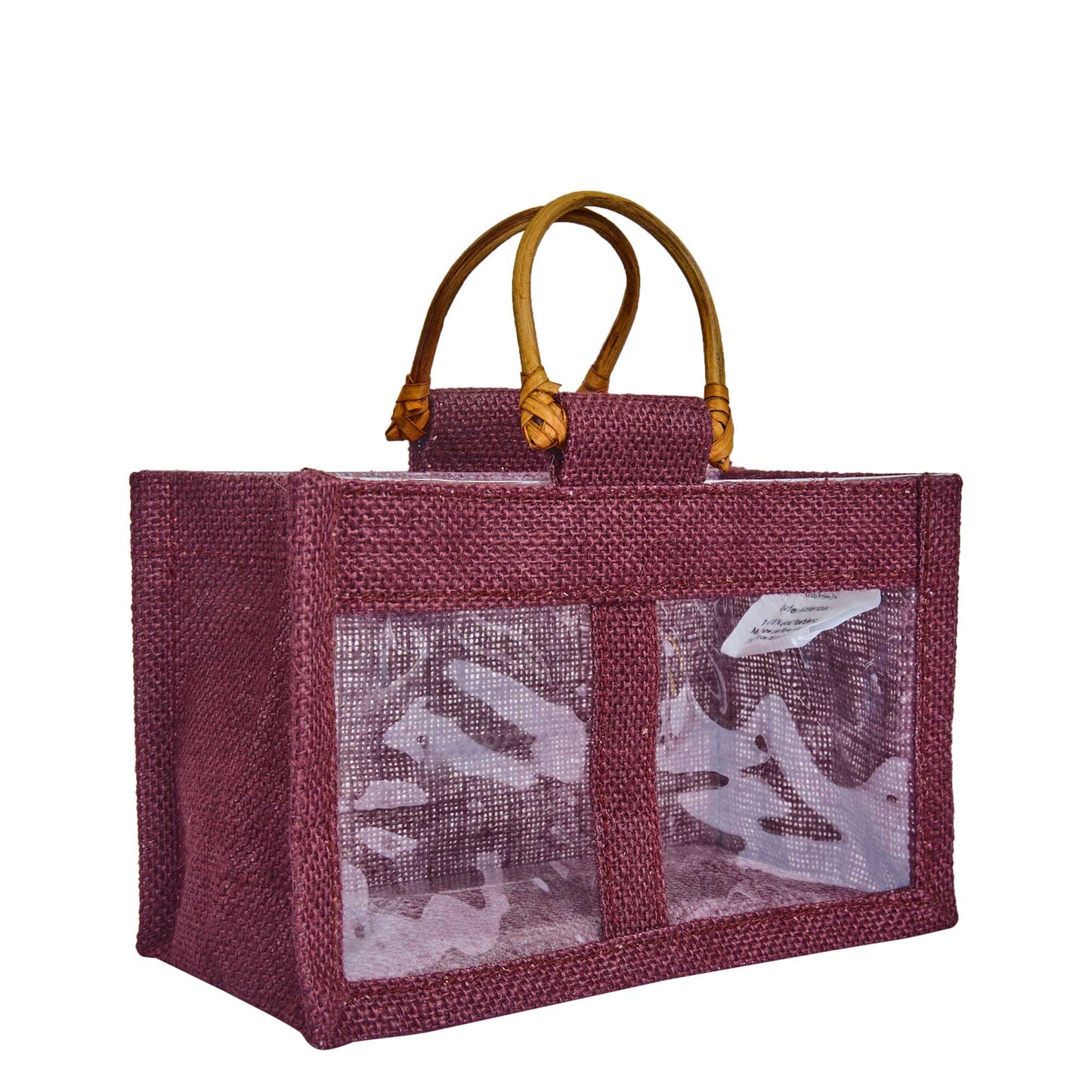 Coloured Jute Gift Bags with Cane Handles – Burlap Pouches for Weddings, Bridesmaid Gifts, Parties (7 Pcs)