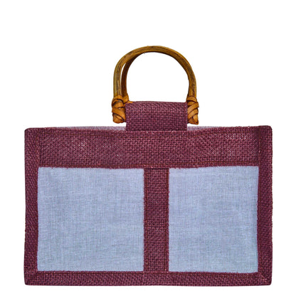 Coloured Jute Gift Bags with Organza Panels –Pouches for Weddings, Birthdays, Christmas, New Year (7 Pcs)