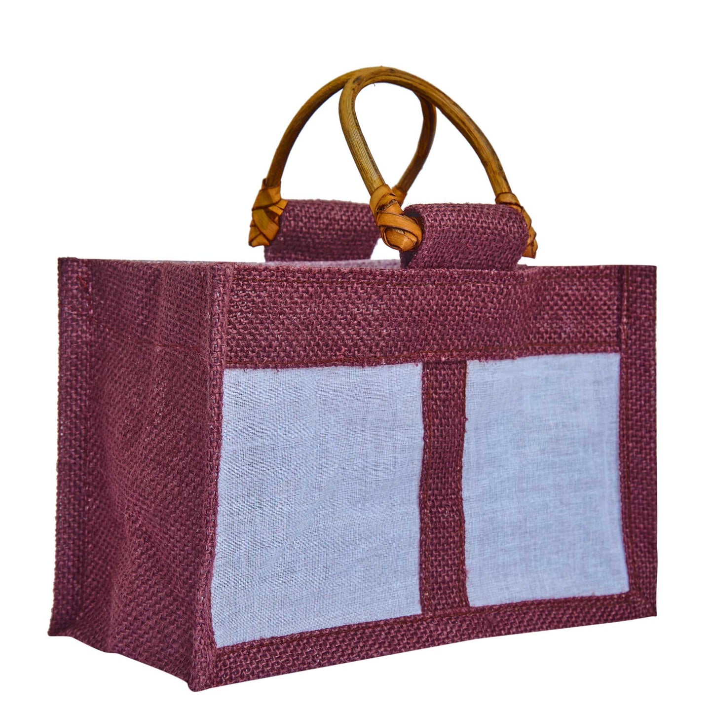 Coloured Jute Gift Bags with Organza Panels –Pouches for Weddings, Birthdays, Christmas, New Year (7 Pcs)