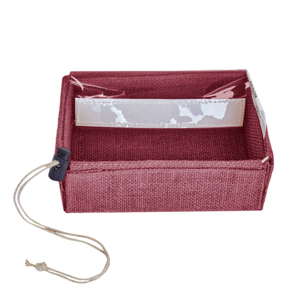 Coloured  Jute Gift Boxes with Drawstring & PVC Window – Burlap Baskets for Weddings, Events & Gifting (7 Pcs)