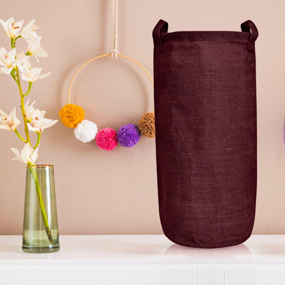 Coloured Foldable Jute Laundary Storage Bins –Burlap Hampers with Handles for Clothes, Toys, Laundry & Nursery Organization (Packs of 4)