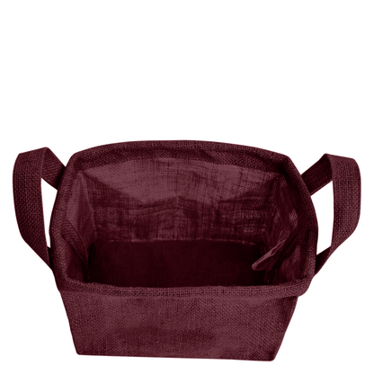 Jute Storage Baskets – Rectangular Organizer Bins with Handles  – Mini Hampers for Small Clothes, Toys & Shoes (Set of 4)