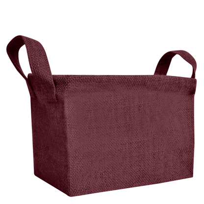 Jute Storage Baskets – Rectangular Organizer Bins with Handles  – Mini Hampers for Small Clothes, Toys & Shoes (Set of 4)