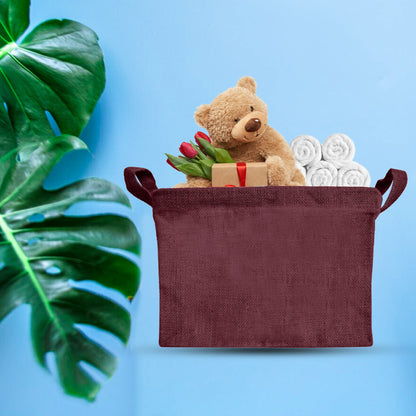 Coloured Collapsible Jute Baskets – Laundry Basket  Storage with Handles for Living Room, Bedroom – Small Clothes & Toys (Set of 4)