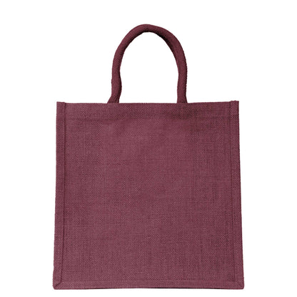 Jute Shopping Bags – Red, Pink, Green & Orange – Reusable Burlap Totes for Gifts, Promotions & More (Packs of 4)
