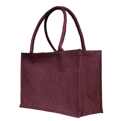 Jute Tote Bags – Ideal for Christmas Gifts, Weddings & Shopping – Deep Red, Pink, Green & Orange (Set of 4)