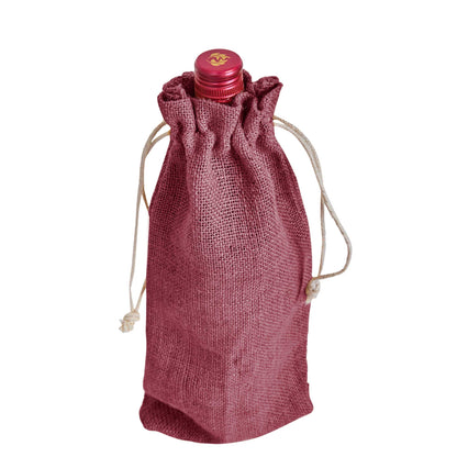 Coloured Jute Wine Bottle Gift Bags – Burlap Pouches with Drawstring, – Eco-Friendly Covers for Events, Parties, Christmas & Gifting (Set of 7)