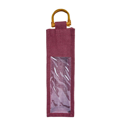 Wholesale Coloured Jute Wine Gift Bags with PVC Window – Reusable Single Bottle Carriers for Parties & Celebrations (Pack of 7)