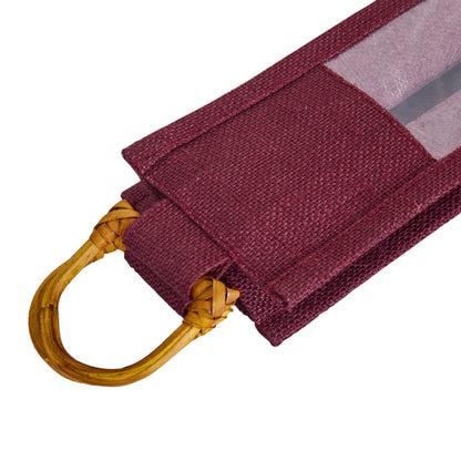 Wholesale Coloured Jute Wine Gift Bags with PVC Window – Reusable Single Bottle Carriers for Parties & Celebrations (Pack of 7)