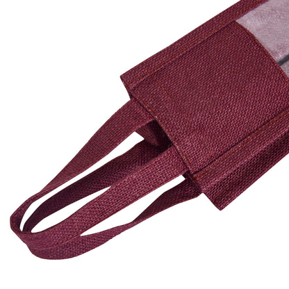 Reusable Jute Wine Gift Bags for Weddings, Parties, and Celebrations - Deep Red, Pink, Green & Orange Shades (Packs  of 6)