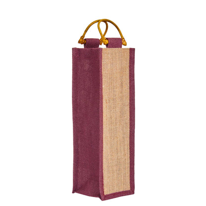Jute Wine Gift Bags with Cane Handles –Coloured Single-Bottle Bag–  New Year, Weddings, Birthdays, Parties, Christmas & Special Occasion (Packs of 6)