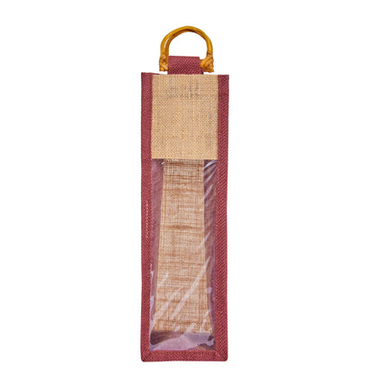 Jute Wine Gift Bags with PVC Window – Reusable Single-Bottle Carriers,  Ideal for Gifting, Weddings & Parties (Packs of 6)