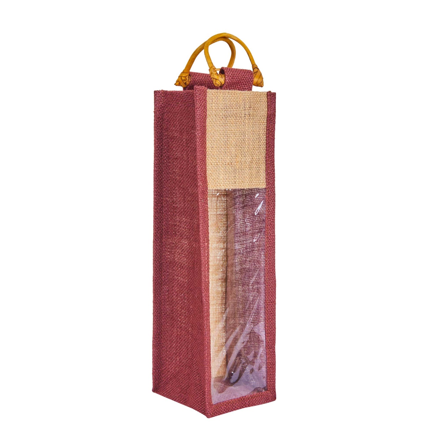 Jute Wine Gift Bags with PVC Window – Reusable Single-Bottle Carriers,  Ideal for Gifting, Weddings & Parties (Packs of 6)