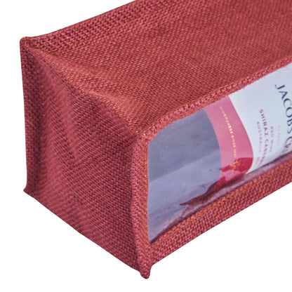 Jute Wine Gift Bags with PVC Window – Reusable Single-Bottle Carriers,  Ideal for Gifting, Weddings & Parties (Packs of 6)