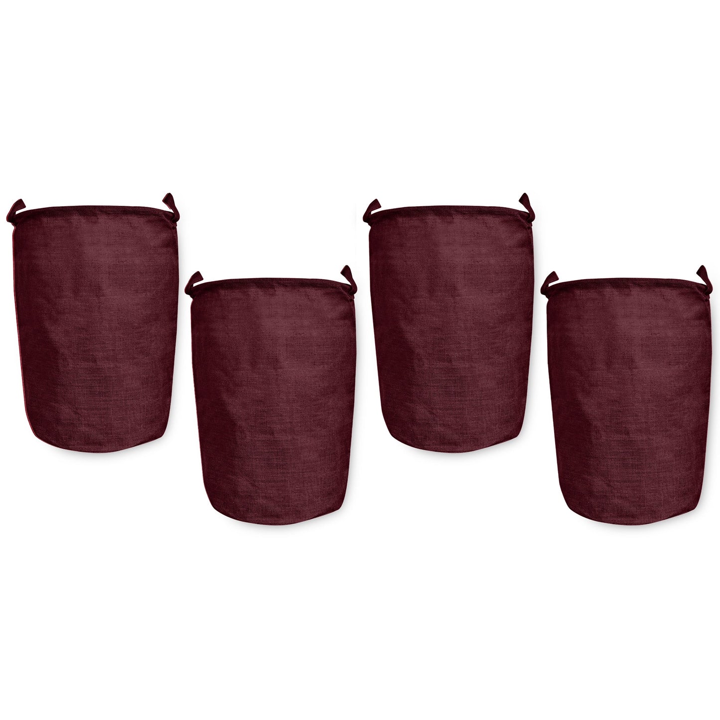 Jute Storage Bags –Laundry Baskets with Handles, Storage Baskets for Living Room, Bedroom, Nursery & Home Organization (Set of 4)