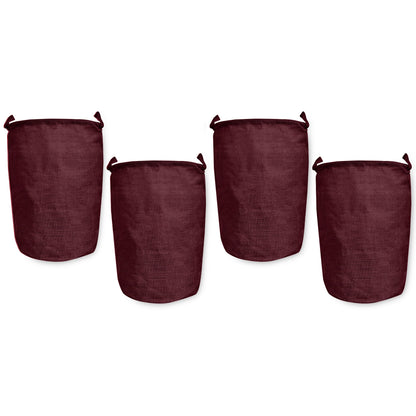 Jute Storage Bags –Laundry Baskets with Handles, Storage Baskets for Living Room, Bedroom, Nursery & Home Organization (Set of 4)