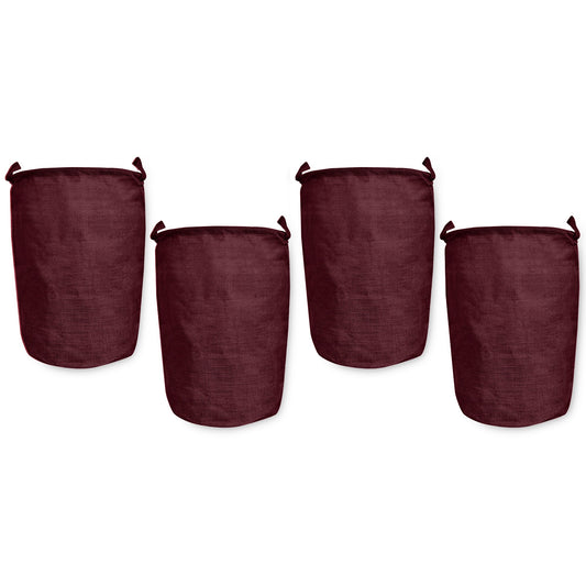 Jute Storage Bags –Laundry Baskets with Handles, Storage Baskets for Living Room, Bedroom, Nursery & Home Organization (Set of 4)