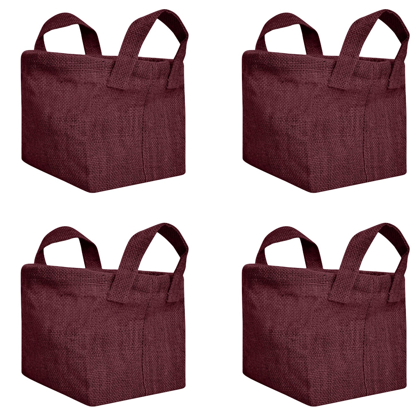 Jute Storage Baskets – Rectangular Organizer Bins with Handles for Living Room, Bedroom – Ideal for Storing Toys, Books, and Small Items (Packs of 4)