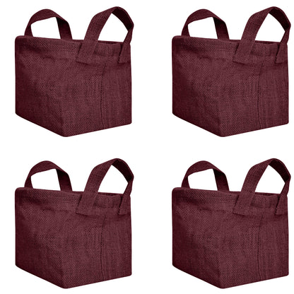 Jute Storage Baskets – Rectangular Organizer Bins with Handles for Living Room, Bedroom – Ideal for Storing Toys, Books, and Small Items (Packs of 4)