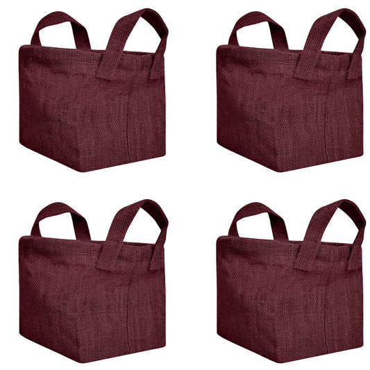 Jute Storage Baskets – Rectangular Organizer Bins with Handles for Living Room, Bedroom – Ideal for Storing Toys, Books, and Small Items (Packs of 4)