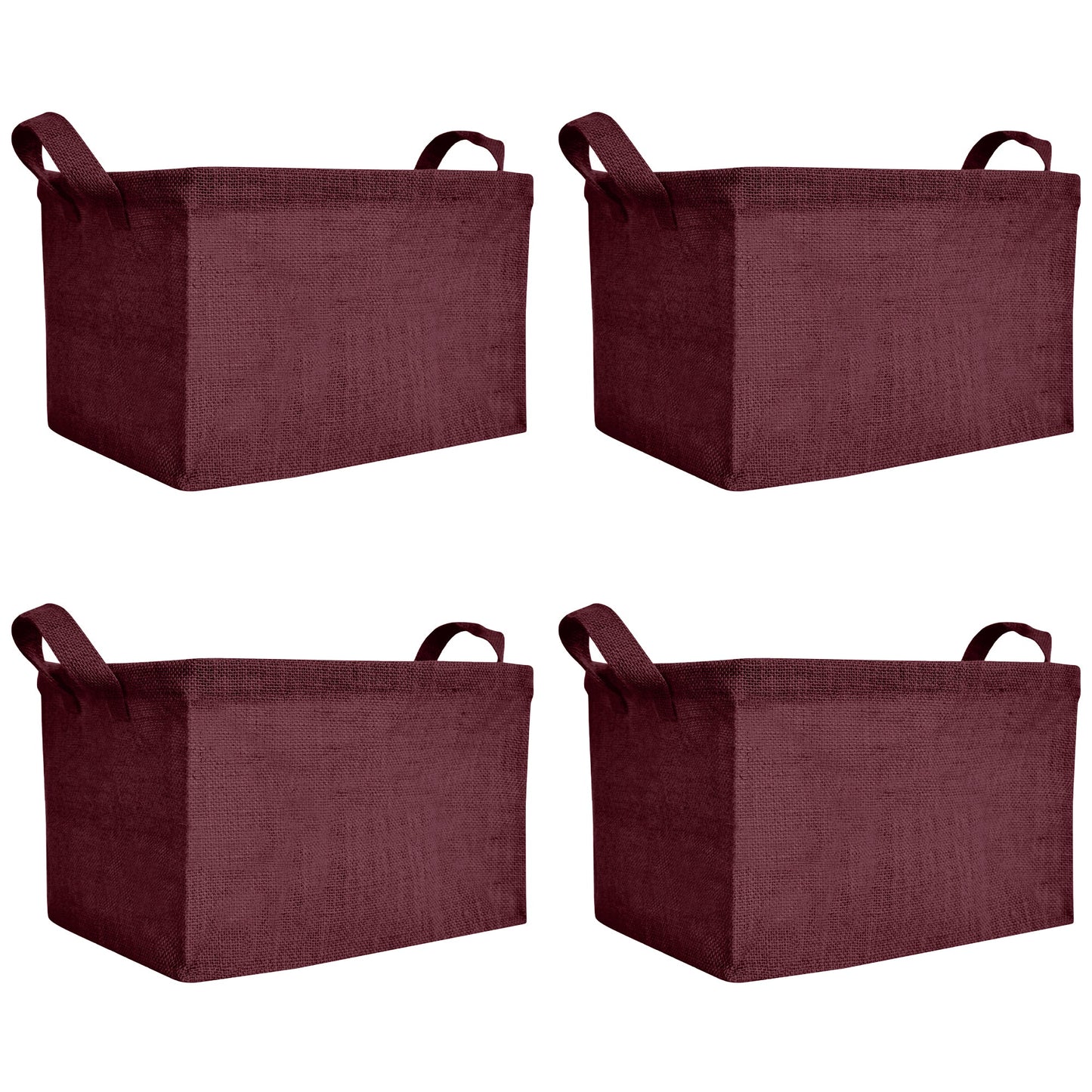 Coloured Collapsible Jute Baskets – Laundry Basket  Storage with Handles for Living Room, Bedroom – Small Clothes & Toys (Set of 4)