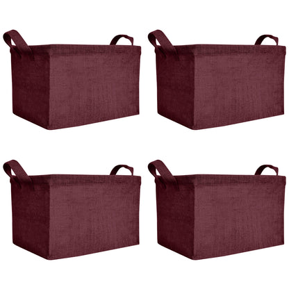 Coloured Collapsible Jute Baskets – Laundry Basket  Storage with Handles for Living Room, Bedroom – Small Clothes & Toys (Set of 4)