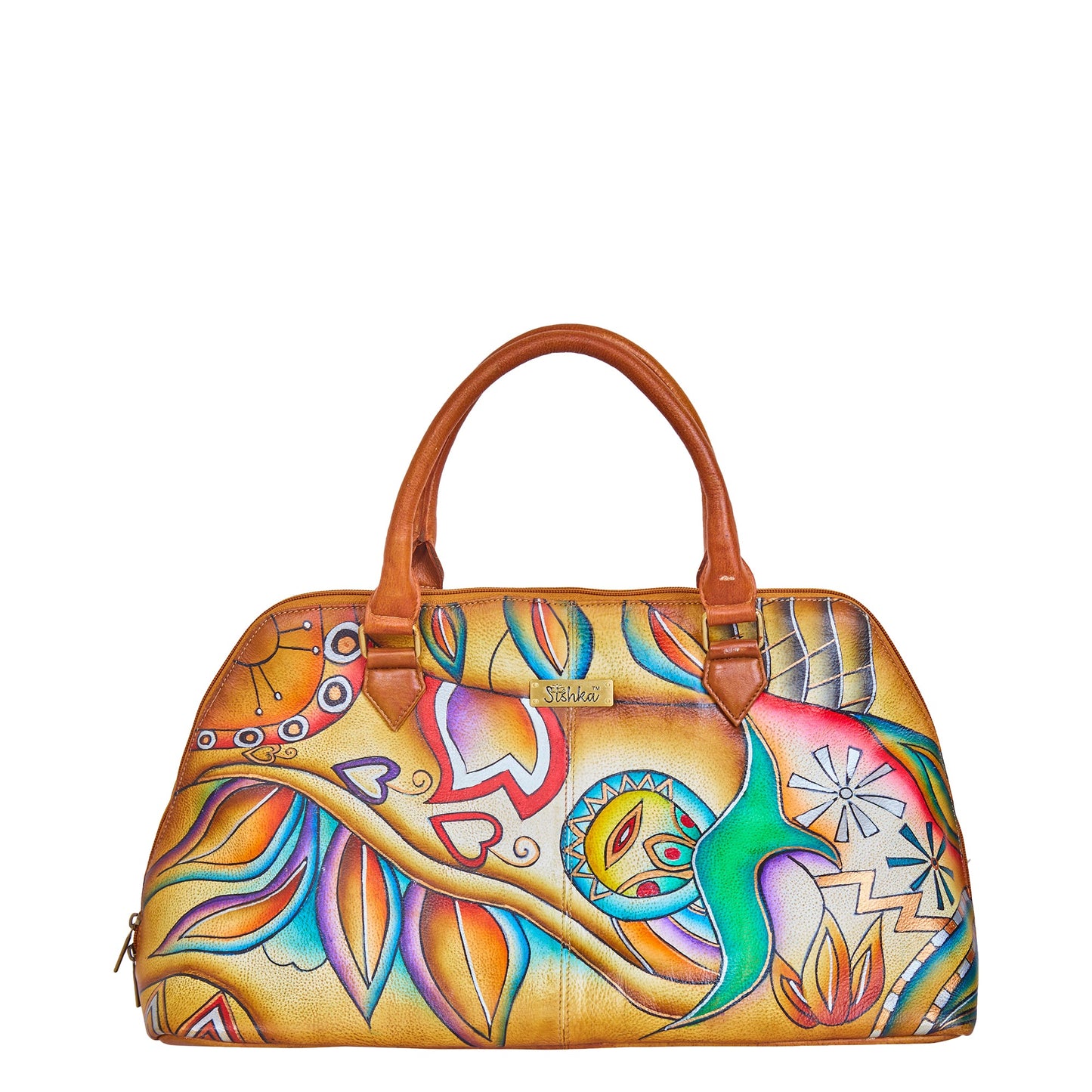 Handbag Multi Compartment Abstract hand painted Bag