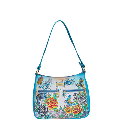 Elegant and Functional Hand-Painted Leather Rose Bag
