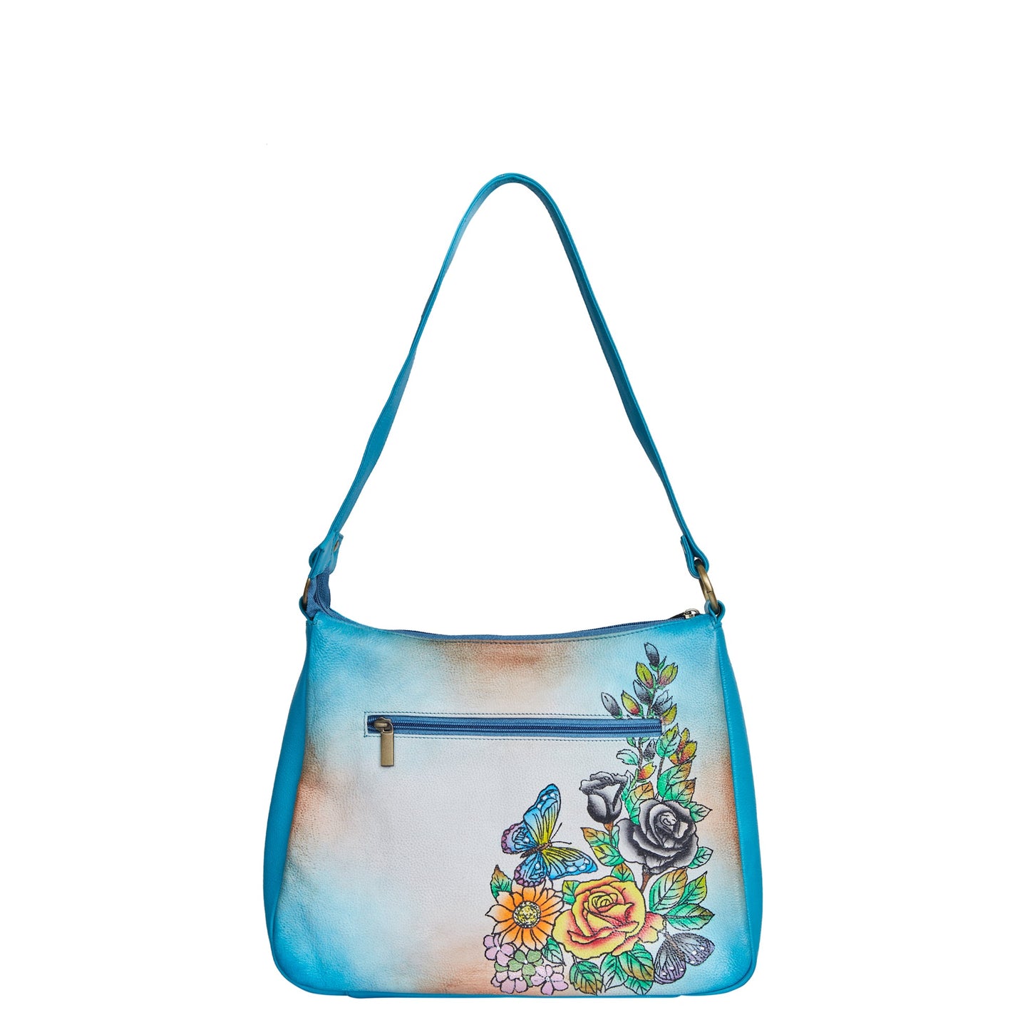 Elegant and Functional Hand-Painted Leather Rose Bag