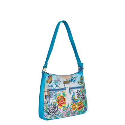 Elegant and Functional Hand-Painted Leather Rose Bag