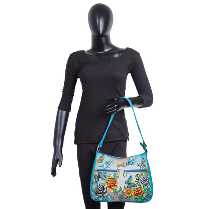 Elegant and Functional Hand-Painted Leather Rose Bag