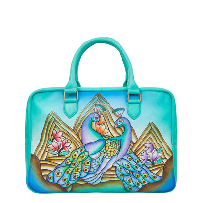Peacock Hand-Painted Business Bag