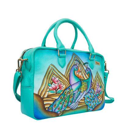 Peacock Hand-Painted Business Bag