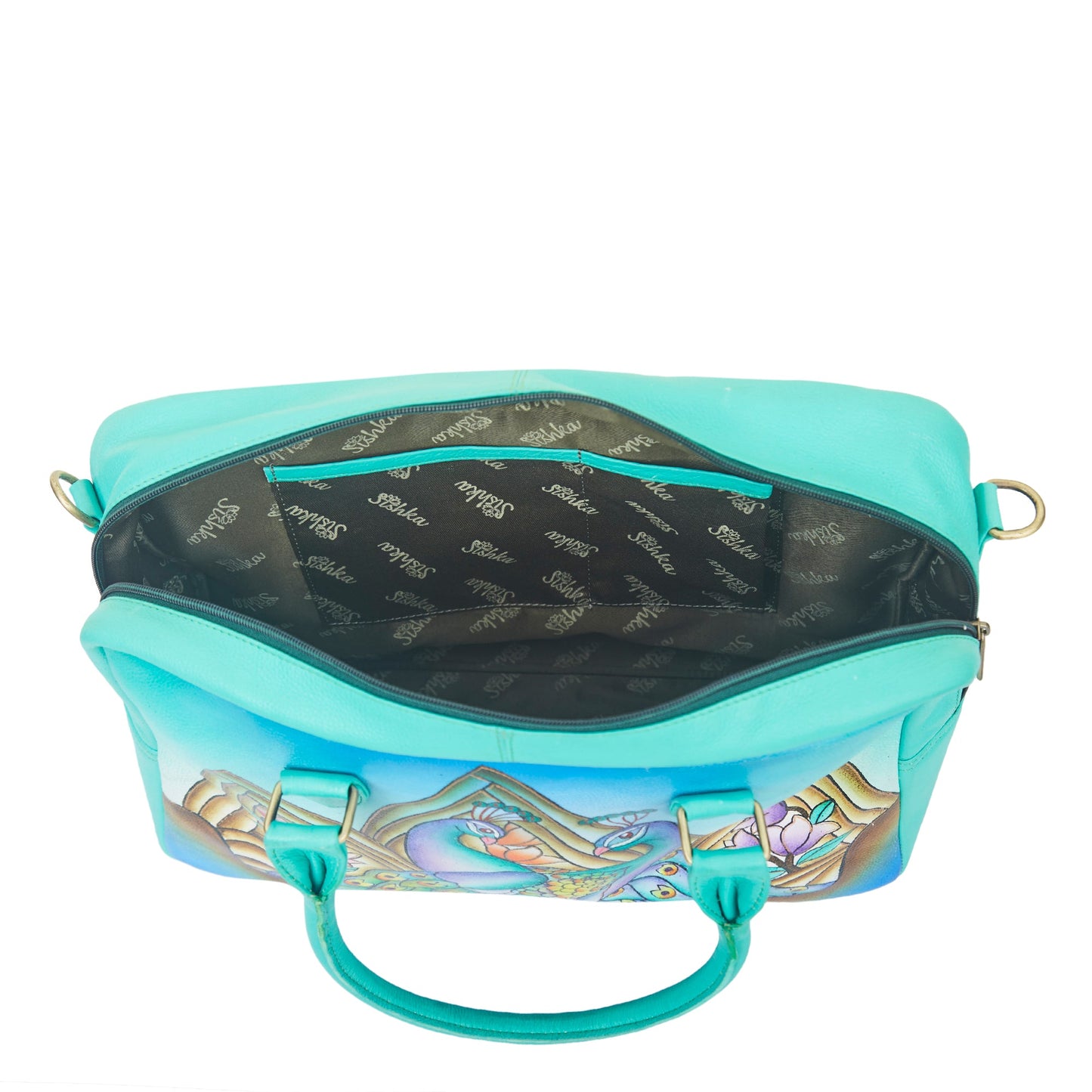 Peacock Hand-Painted Business Bag