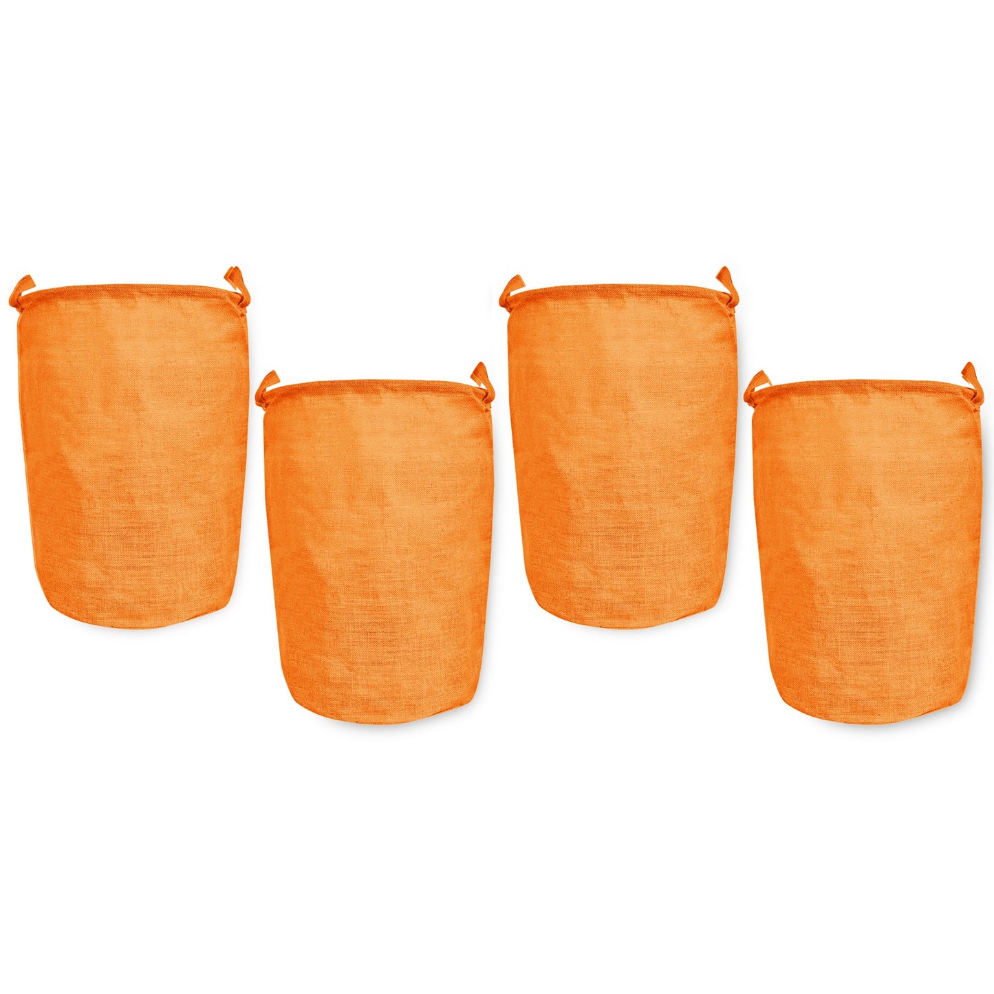 Jute Storage Bags –Laundry Baskets with Handles, Storage Baskets for Living Room, Bedroom, Nursery & Home Organization (Set of 4)