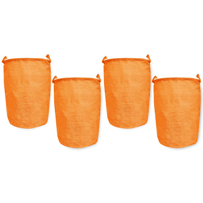 Jute Storage Bags –Laundry Baskets with Handles, Storage Baskets for Living Room, Bedroom, Nursery & Home Organization (Set of 4)