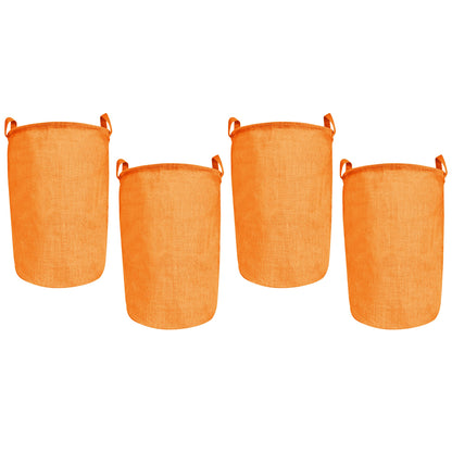 Jute Storage Bags – Laundry Storage Basket with Handles for Living Room, Bedroom – Clothes & Household Storage (Packs of 4)