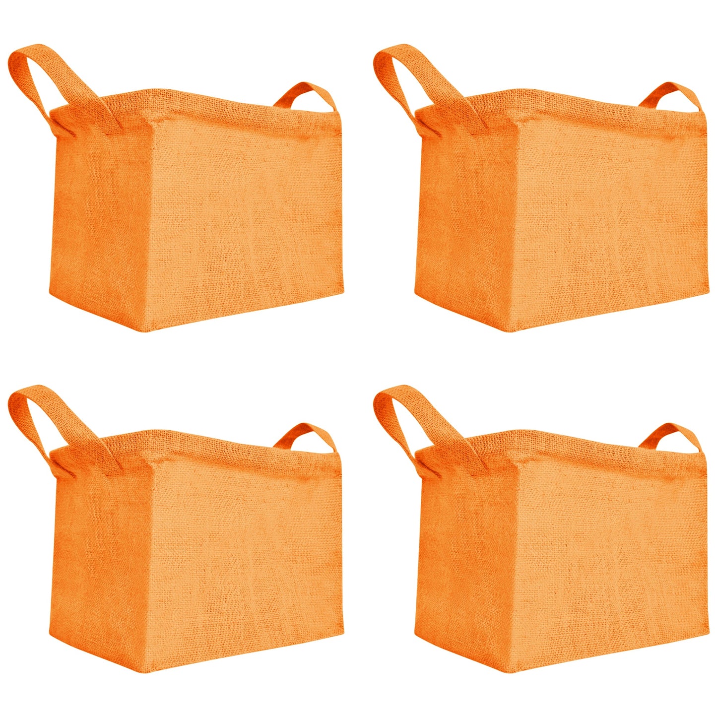Coloured Jute Organizer Baskets – Storage Basket with Handles for Living Room, Bedroom – Rectangular Bins for Toys, Books & Small Items (Packs of 4)