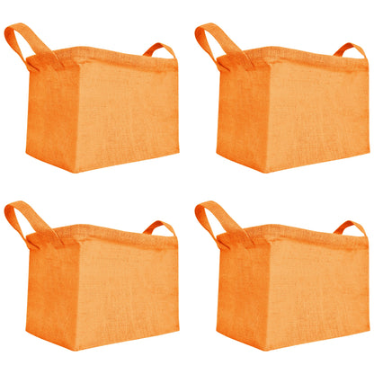 Coloured Jute Organizer Baskets – Storage Basket with Handles for Living Room, Bedroom – Rectangular Bins for Toys, Books & Small Items (Packs of 4)
