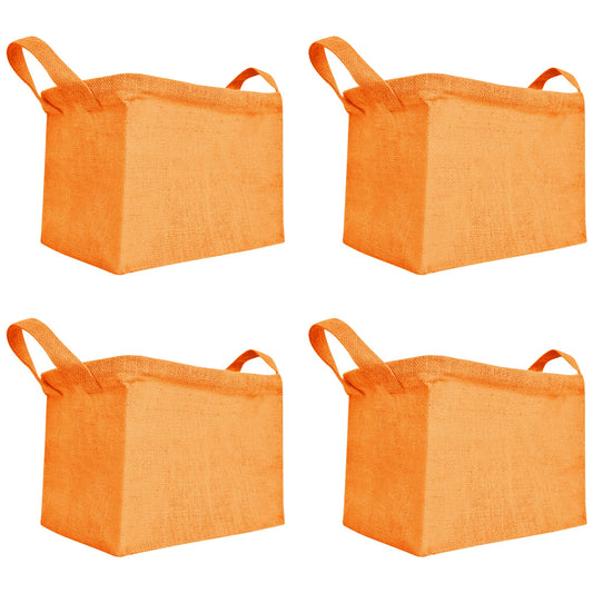 Coloured Jute Organizer Baskets – Storage Basket with Handles for Living Room, Bedroom – Rectangular Bins for Toys, Books & Small Items (Packs of 4)