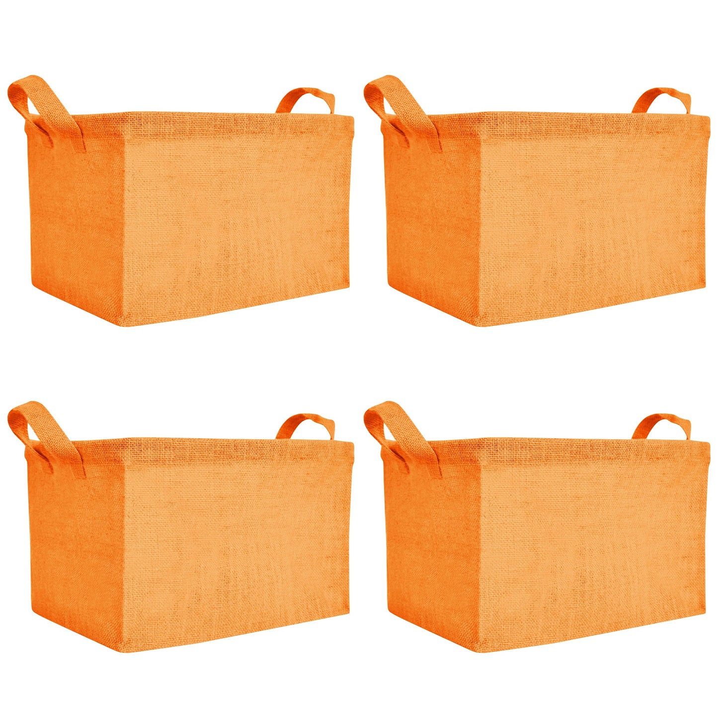 Coloured Collapsible Jute Baskets – Laundry Basket  Storage with Handles for Living Room, Bedroom – Small Clothes & Toys (Set of 4)