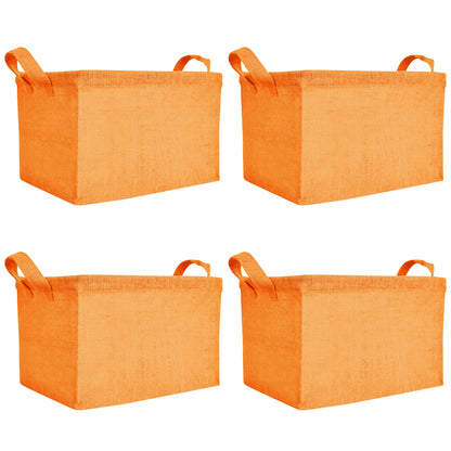 Coloured Collapsible Jute Baskets – Laundry Basket  Storage with Handles for Living Room, Bedroom – Small Clothes & Toys (Set of 4)