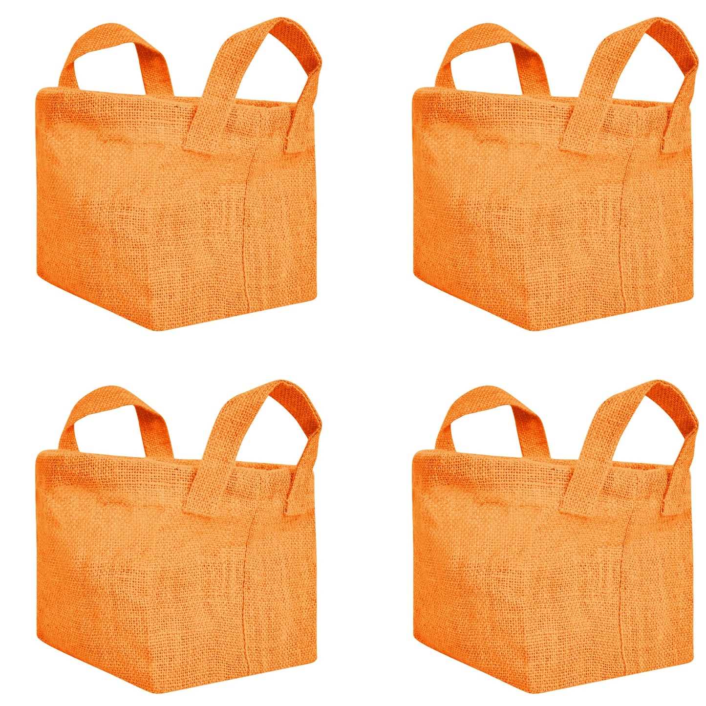 Jute Storage Baskets – Rectangular Organizer Bins with Handles for Living Room, Bedroom – Ideal for Storing Toys, Books, and Small Items (Packs of 4)