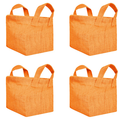 Jute Storage Baskets – Rectangular Organizer Bins with Handles for Living Room, Bedroom – Ideal for Storing Toys, Books, and Small Items (Packs of 4)