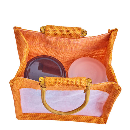 Coloured Jute Gift Bags with Organza Burlap Pouches for Wedding Favors, Party  & Gift (Packs of 7 )