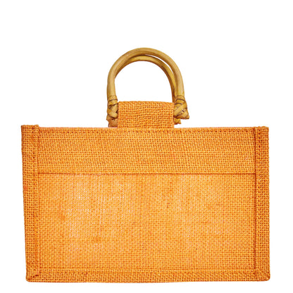 Coloured Jute Gift Bags with Cane Handles – Burlap Pouches for Weddings, Bridesmaid Gifts, Parties (7 Pcs)