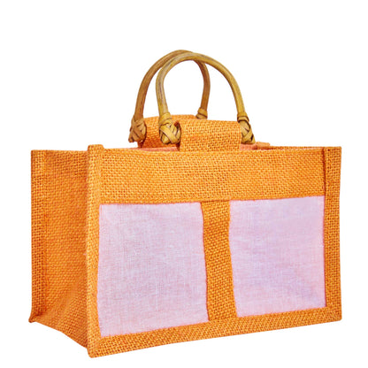 Coloured Jute Gift Bags with Organza Panels –Pouches for Weddings, Birthdays, Christmas, New Year (7 Pcs)