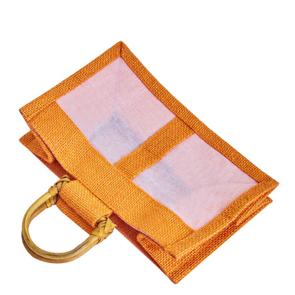Coloured Jute Gift Bags with Organza Panels –Pouches for Weddings, Birthdays, Christmas, New Year (7 Pcs)