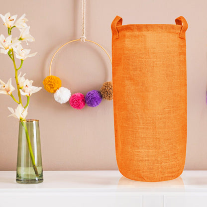 Coloured Foldable Jute Laundary Storage Bins –Burlap Hampers with Handles for Clothes, Toys, Laundry & Nursery Organization (Packs of 4)