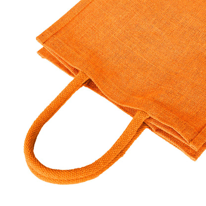 Jute Shopping Bags – Red, Pink, Green & Orange – Reusable Burlap Totes for Gifts, Promotions & More (Packs of 4)